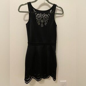 Lazer Cut Black Sleeveless Dress